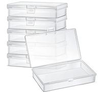 6 Pieces Mini Plastic Clear Beads Storage Containers Box for Collecting Small Items, Beads, Jewelry, Business Cards, Game Pieces, Crafts (5.2 x 3 x 1.2 Inch)