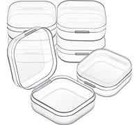 6 Pieces Mini Plastic Clear Beads Storage Containers Box for Collecting Small Items, Beads, Jewelry, Business Cards, Game Pieces, Crafts (1.37 x 1.37 x 0.7 Inch)