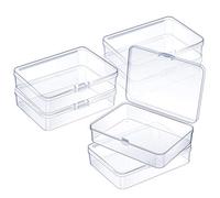 6 Pieces Mini Plastic Clear Beads Storage Containers Box for Collecting Small Items, Beads, Jewelry, Business Cards, Game Pieces, Crafts (4.45 x 3.3 x 1.18 Inch)