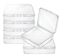 6 Pieces Mini Plastic Clear Beads Storage Containers Box for Collecting Small Items, Beads, Jewelry, Business Cards, Game Pieces, Crafts (3.3 x 3.3 x 1.1 Inch)