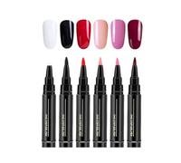 6 Pieces Nail Polish Pens Set, 3-in-1 Gel Nail Polish Pens, One-Step DIY Nail Polish Pens, Quick Drying Non-UV Gel Nail Pen, Portable Nail Art Pens for Girls and Women (A)
