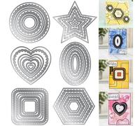 6 Pieces Nesting Dies for Card Making,Cicrcle Oval Square Star Heart and Hexagon Nesting-Dies for DIY Scrapbooking Paper Crafting Handmade Crafts Scrapbooking Supplies Arts Crafts Album Decor