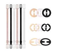 6 Pieces Non-Slip Bra Straps with 9 Bra Strap Clips, Elastic Adjustable Strap Holder Set for Discreet Strap Control and Racerback Conversion, Soft Chinlon Strap Keepers, Multi-Colour Support for Tops