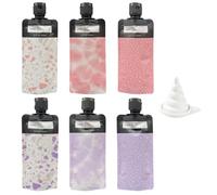 6 Pieces of 90ml Squeeze Travel Bottles and 1 Funnel, Toiletry Travel Bag, Bottled Liquid Bag, Cosmetic Container for Divided Storage (Pink, Purple)