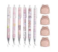 6 Pieces of Bear Pen and 4 Pieces of Bear Sticky Notes, Cute Cartoon Stationery, Fun Message Posts, Study and Office Supplies.