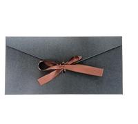 6 Pieces of Black Kraft Paper Ribbon Envelopes, Gift Card Envelopes, Retro Blank Envelopes, Suitable for Holiday Parties, Invitations, Gift Certificates (22 * 11cm)