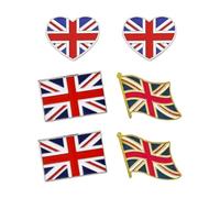 6 Pieces Of British Flag Brooch Combination, Metal Mini Accessories, Clothing And Hat Decoration Supplies, Multi-Scene Decoration Accessories (2 Large + 4 Small).