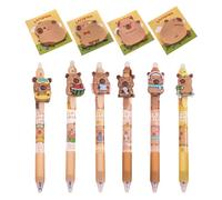 6 Pieces of Capybara Doll Pens and 4 Pieces of Note Notes, Cartoon Animal Gel Pens, Cute Self-Adhesive Sticky Notes, Creative Children's Learning Stationery.