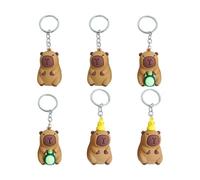 6 Pieces of Capybara Keychain, Animal Shape Design, Fun Backpack Ornaments, Cute Doll Accessories, Portable Storage Pendant.