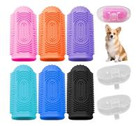 6 Pieces of Cleaning Finger Cots, 2 Pieces of Storage Box, Pet Toothbrush, Silicone Finger Toothbrush, Pet Oral Cleaning, Soft Finger Cot Toothbrush, Pet Tooth Cleaning Supplies
