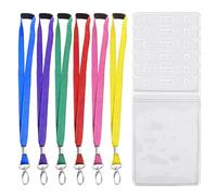 6 Pieces of Colorful Lanyards, 6 Pieces of Clear Card Holders, Quick Release Lanyards, Keychain Lanyards, Badge Lanyards with Breakaway Clips, Badge Holder Lanyards