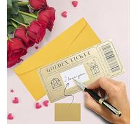 6 Pieces Of Golden Ticket Scratch Cards, Birthday Party Invitations, Diy Handmade Wedding Blessing Cards, Creative Holiday Greeting Cards.