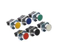 6 pieces of illuminated momentary push button switches 22mm 10A 240V~3A round small size flat round panel NC/NO XB2-BA31 XB2-BA42(Mixed 6Pcs)