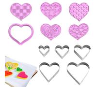 6 Pieces of Plastic Mold and 5 Pieces of Stainless Steel Mold, Heart Mold, Kitchen Utensils, Baking Tools, Cookie Cutters