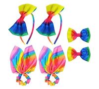 6 Pieces Of Rainbow Hair Accessories, Simple Headband, Streamer Hair Ring, Bow Edge Clip, Party Clothing Accessories.