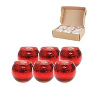6 Pieces Of Rose Tea Light Holder Glass Candle Holder Small Round Star Votive Candle Holder for Table Centerpiece, Tealight Holders for Wedding, Valentine's Day Home Decor Christmas