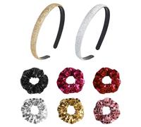 6 Pieces Of Sequined Hair Rings And 2 Pieces Of Hairbands, Fashionable Hair Accessories, Creative Hair Accessories, Simple And Versatile Hair Accessories, Hairstyle Accessories.