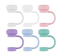 6 Pieces of Silicone Straw Lids, Straw Protective Covers, Straw Leak-Proof Plugs, Simple Silicone Straw Dust Cover, Suitable for 10mm Straws (Multi-color)