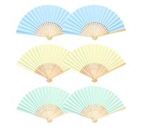6 Pieces Of Solid Color Folding Fans, Handheld Folding Fans, Children'S Dance Fans, Diy Painting Fans, Folding Handmade Fans, Small Summer Cooling Fans
