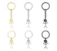 6 Pieces of Stainless Steel Middle Finger Keychain, Fun Character Keychain, Car Keychain Pendant, Funny Gift for Friends.