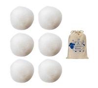 6 Pieces of Wool Dryer Balls, 1 Piece of Cotton Bag, Ecological Drying Balls, Sustainable Use Drying Balls, Felt Balls, Clothes are Fluffy and Soft, Suitable for Tumble Dryers (White)