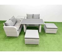 6 Pieces Outdoor PE Rattan Sofa Set with Cushions Side Table Fimous Light Grey One Size