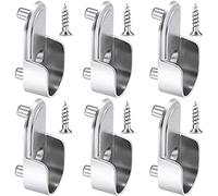 6 Pieces Oval Wardrobe Rail End Supports Rail Bracket 15 mm Silver Wardrobe Rod Flange Brackets and 6 Piece Screws for Closet, Polished Chrome Finish