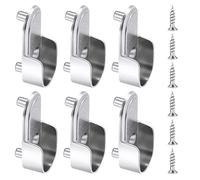 6 Pieces Oval Wardrobe Rail End Supports Rail Bracket 15 mm Silver Wardrobe Rod Flange Brackets and 6 Piece Screws for Closet, Polished Chrome Finish