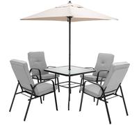 6 Pieces Patio Dining Set Outdoor Furniture Set w/ 4.2cm Umbrella Hole COSTWAY Grey One Size