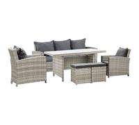 6-Pieces PE Rattan Garden Furniture Set with Three-seat