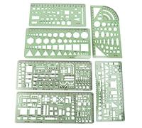 6 Pieces Plastic Measuring Templates Building Formwork Stencils Geometric Drawing Rulers for Office and School,Green