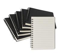 6 Pieces Pocket Notebook 14×10cm Spiral Wirebound Small Notebooks Pocket Size Spiral Ruled Mini Small NotePad Notepads A6 Notebooks Lined with 50 Sheets Black Cover for Office