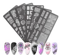 6 Pieces Professional Nails Art Nails Stamping Templates Set With Bows And Flower Patterns For Professional And Home Use