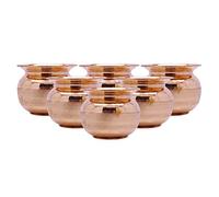 6 Pieces Pure Copper Prayer Lota Pot Traditional Hindu Arti Pooja Kalash Item