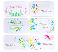 6 Pieces Rectangular White Metal Empty Hinged Tins Containers with Thank You Image Pattern on the Lid, 5.9 x 3.5 x 1.2 inches