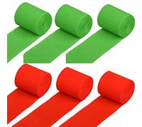 6 Pieces Red Green Crepe Paper Party Streamer Christmas Crepe Paper Streamers (Red Green)
