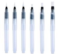 6 Pieces Refillable Watercolour Brush Pens Set, Water Paint Brush with Refillable Reservoir - Water Brushes with Fine, Medium, and Large Tips for Watercolour Painting, Sketching