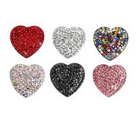 6 Pieces Refrigerator Magnets Heart Shaped Fridge Magnets Rhinestone Decorative Fridge Magnets for Office Cabinet Kitchen Whiteboard Photos, Multicolor