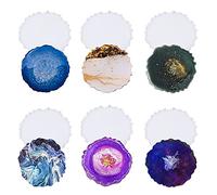 6 Pieces Resin Coaster Mold, DIY Silicone Coaster Epoxy Tray Moulds Geode Irregular Wave Shape Coaster Casting Mold for DIY Making Home Craft Decoration