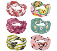 6 Pieces Retro Cartoon Animal Monkey Sheep Rabbit Wide Headbands for Women, Elastic Head Bands, Non Slip Hairband, Turban Headband for Workout Yoga Sport Running