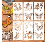 6 Pieces Reusable Butterfly Stencils for Painting - Summer Large Reusable Hummingbird Painting Templates Art Craft Templates for DIY Home Decor Wood Signs Fabric and More (11.8 x 6.3 Inches)