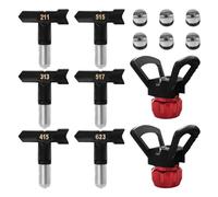 6 Pieces Reversible Airless Paint Sprayer Nozzle Tips, 211, 313, 415, 515, 517, 623 Spray Tip Nozzle, Airless Sprayer Spraying Machine Parts Homes Buildings Decks Fences (Black)