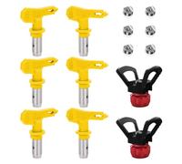 6 Pieces Reversible Airless Paint Sprayer Nozzle Tips, 211, 313, 415, 515, 517, 623 Spray Tip Nozzle, Airless Sprayer Spraying Machine Parts Homes Buildings Decks Fences (Yellow)
