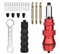 6 Pieces Rivet Pliers Set, Cordless Riveter Adapter Kit for Electric Drill, Electric Riveter Gun Riveting Tool for Lithium Electric Drill