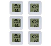 6 pieces Room Thermometer Nursery, Digital Temperature and Humidity Monitor, Square Display Thermometer for Home, Bedroom, Wall Mount or Tabletop Placement