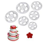 6 Pieces Rose Flower Cutters Mold Set Plastic Rose Ever Cutter Gumpaste Flowers Modelling Tools DIY Fondant Cookie Cutters for Cake Cupcake Toppers Fondant