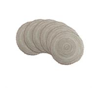 6 pieces, round 38cm woven placemats, Polyester outer layer with three-strand placemat, white coffee，anti-slip polyester Nordic placemats, suitable for home, kitchen, and dining table use, perfect for