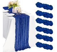 6 Pieces Royal Blue 10FT Cheesecloth Table Runner Boho Gauze Fabric Table Runner Rustic Sheer Runner for Wedding Birthday Baby Shower Party Boho Table Decoration（Royal Blue）