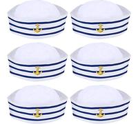 6 Pieces Sailor Hat Captain Navy Hat Blue with White Sail Hats for Kid Navy Costume Accessory, Dressing Up Party