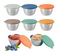 6 Pieces Salad Dressing Containers,80 ml Stainless Steel Sauce Container with Silicone Lids,Leak-Proof and BPA-Free Reusable Stainless Steel Dipping Container for Snack, Dips, Spices, Yoghurt, Salad